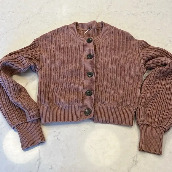 Free People All Yours Cardi Mocha Cardigan Sweater Size Medium