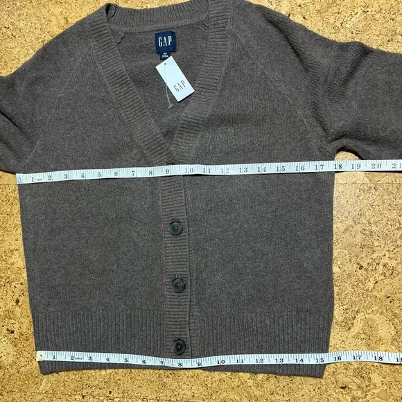 Gap CashSoft Cropped Balloon Sleeve Button Cardigan Sweater Light Brown NWT XS