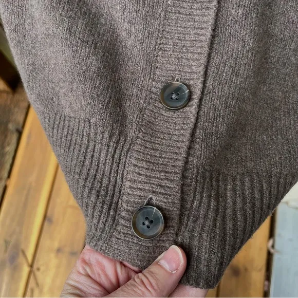 Gap CashSoft Cropped Balloon Sleeve Button Cardigan Sweater Light Brown NWT XS