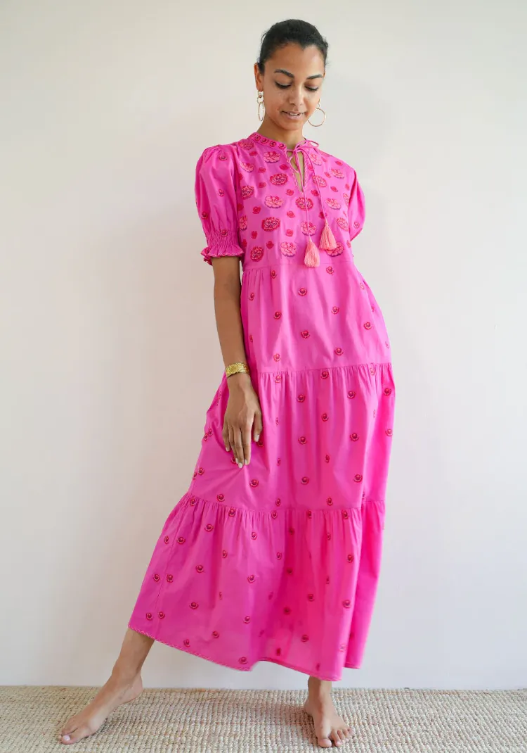 Garden Embroidered Dress Pink
