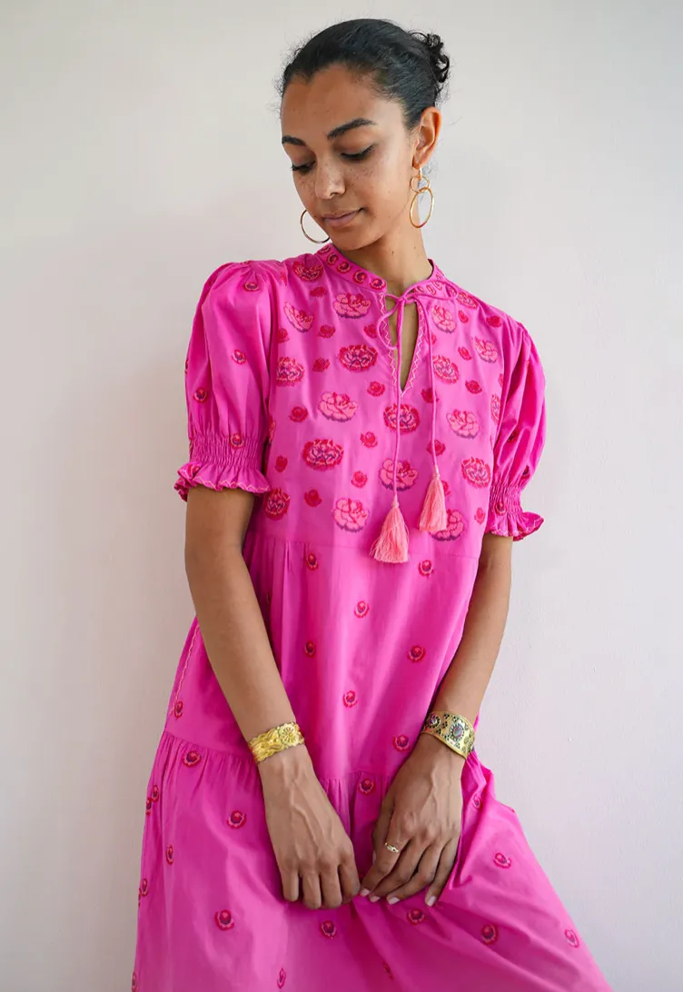 Garden Embroidered Dress Pink