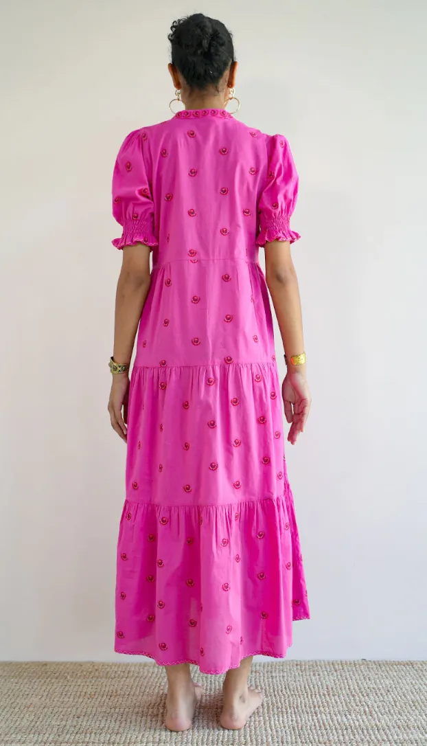 Garden Embroidered Dress Pink