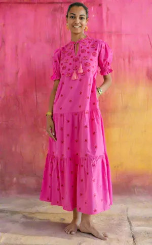 Garden Embroidered Dress Pink