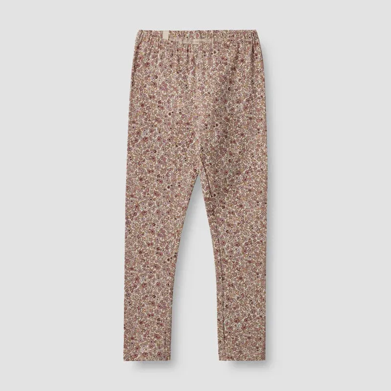 Girls Jersey Leggings Jules in Grey Rose Flowers