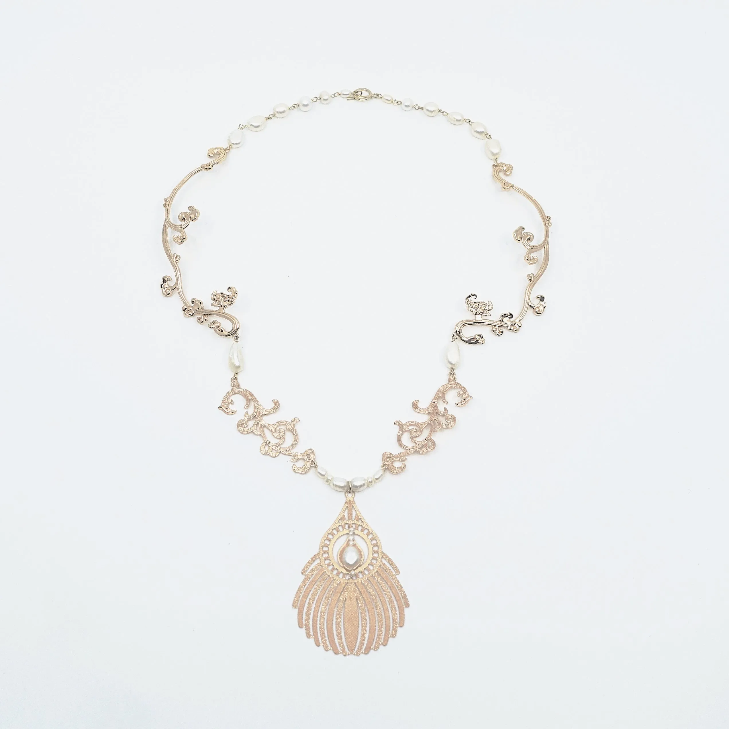 Gold Phoenix Feather Statement Necklace