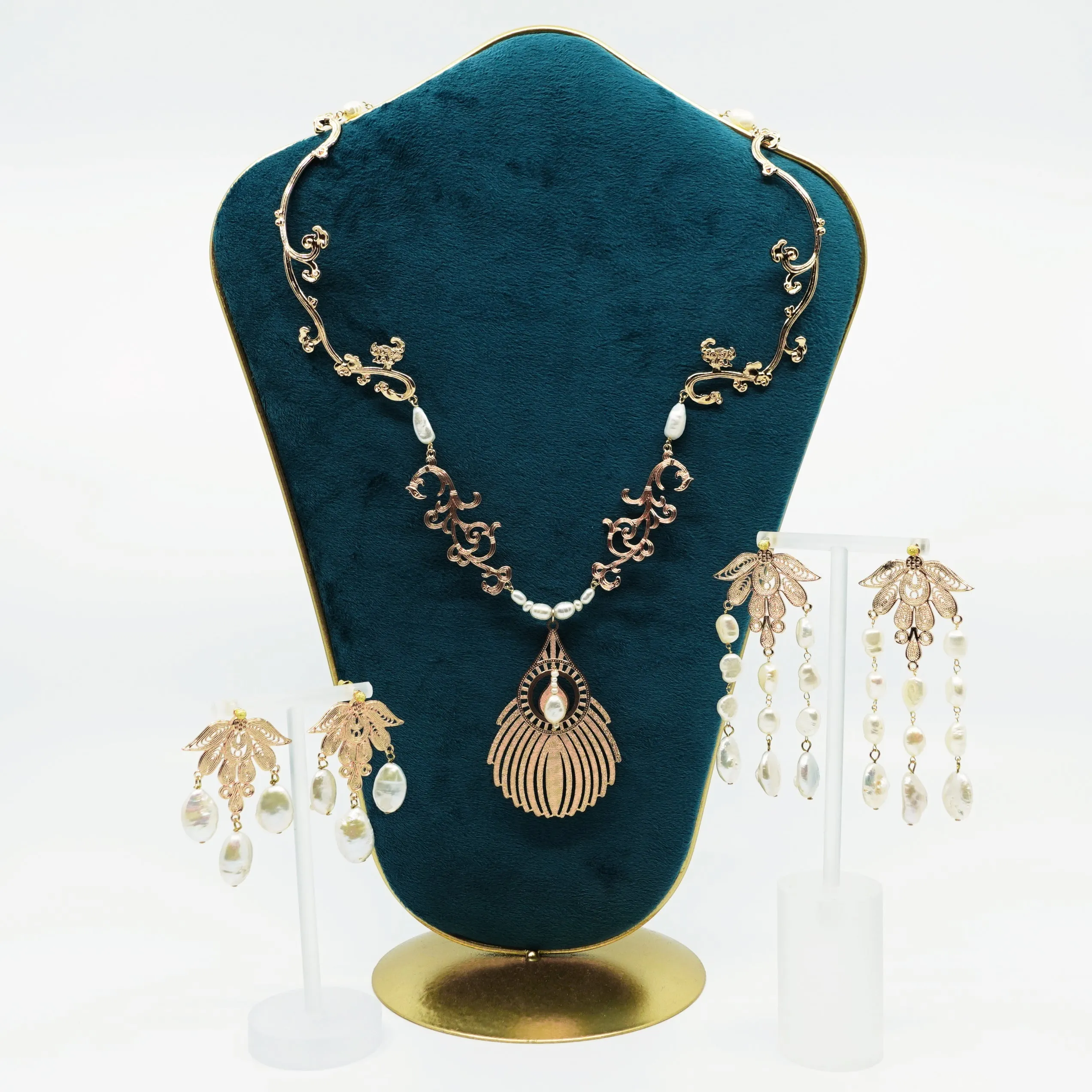 Gold Phoenix Feather Statement Necklace