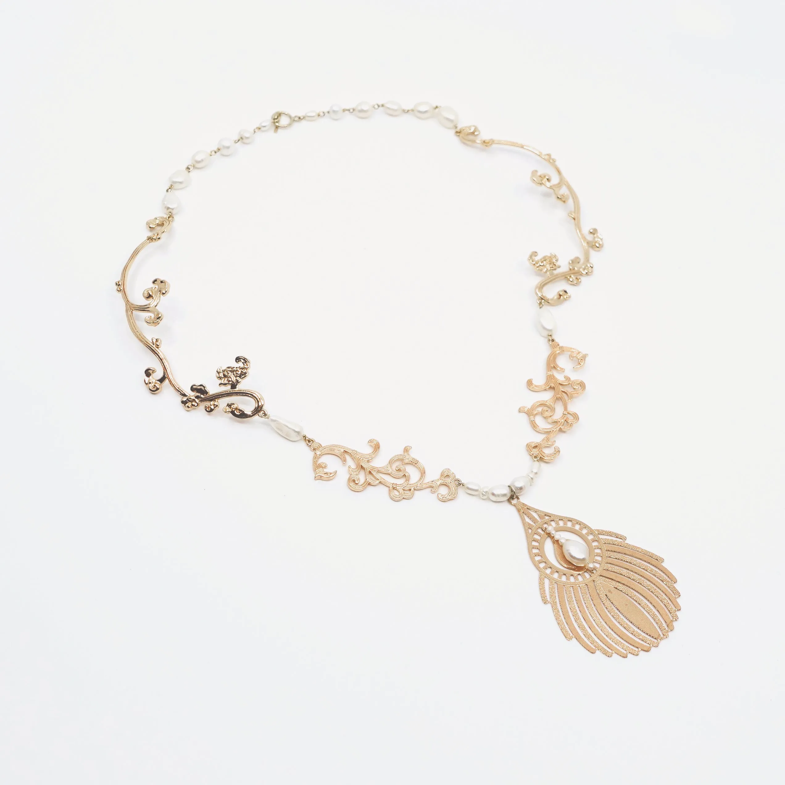 Gold Phoenix Feather Statement Necklace