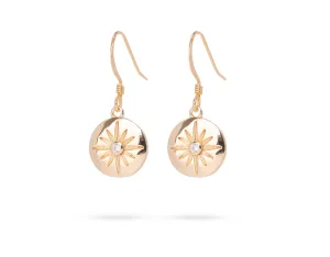 Gold Plated Round CZ Star Charm Earrings
