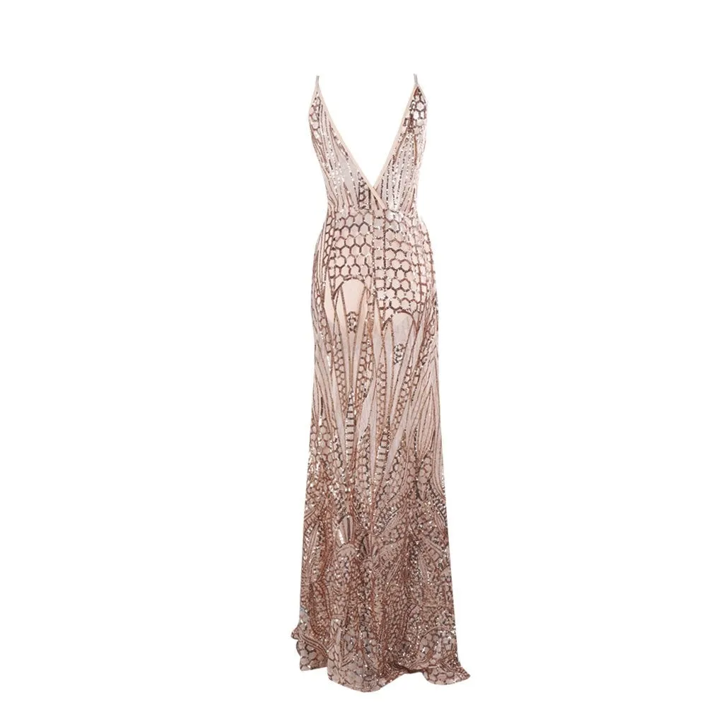 Gold Sequin Evening Gown