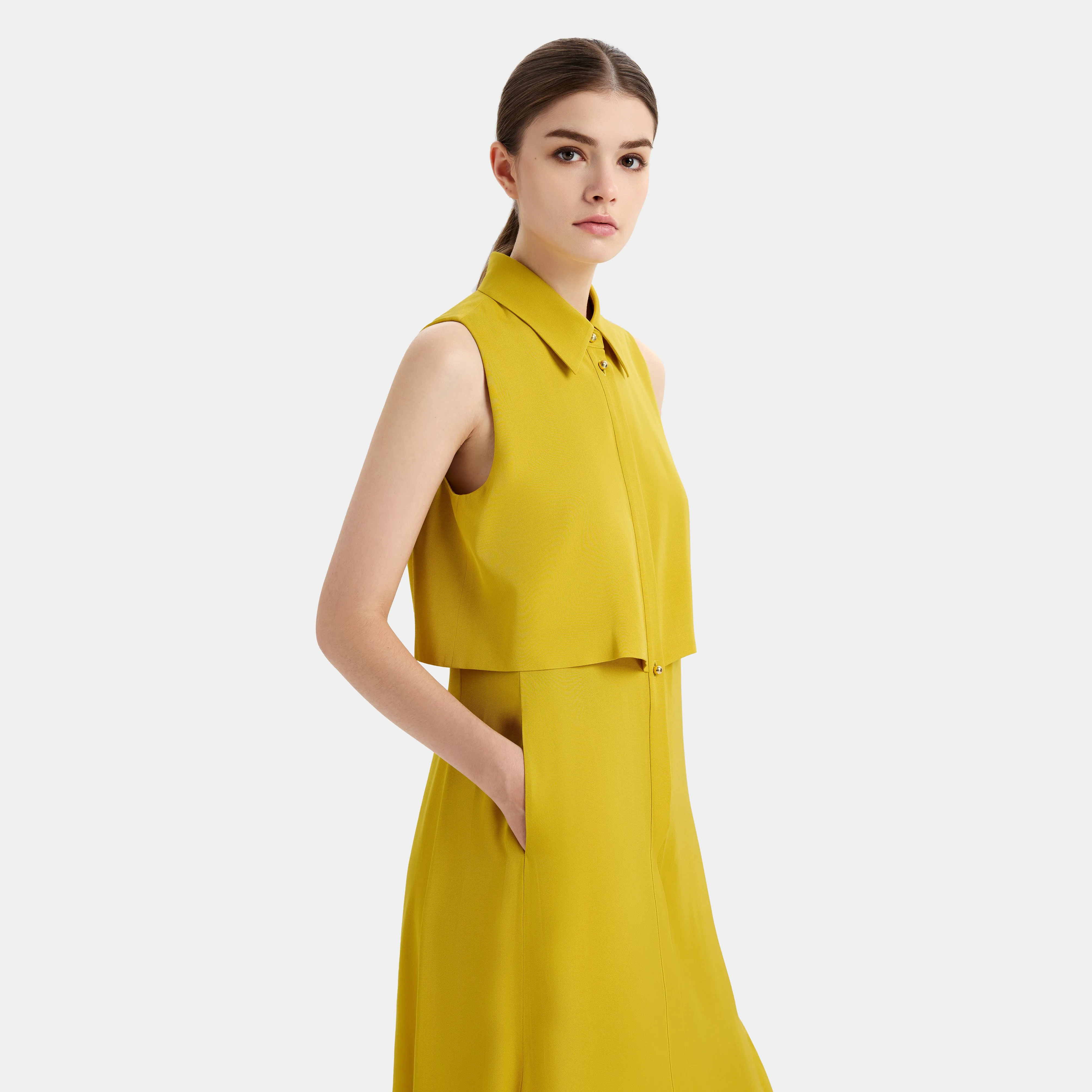 GOLDEN GLOW BUTTON DRESS
