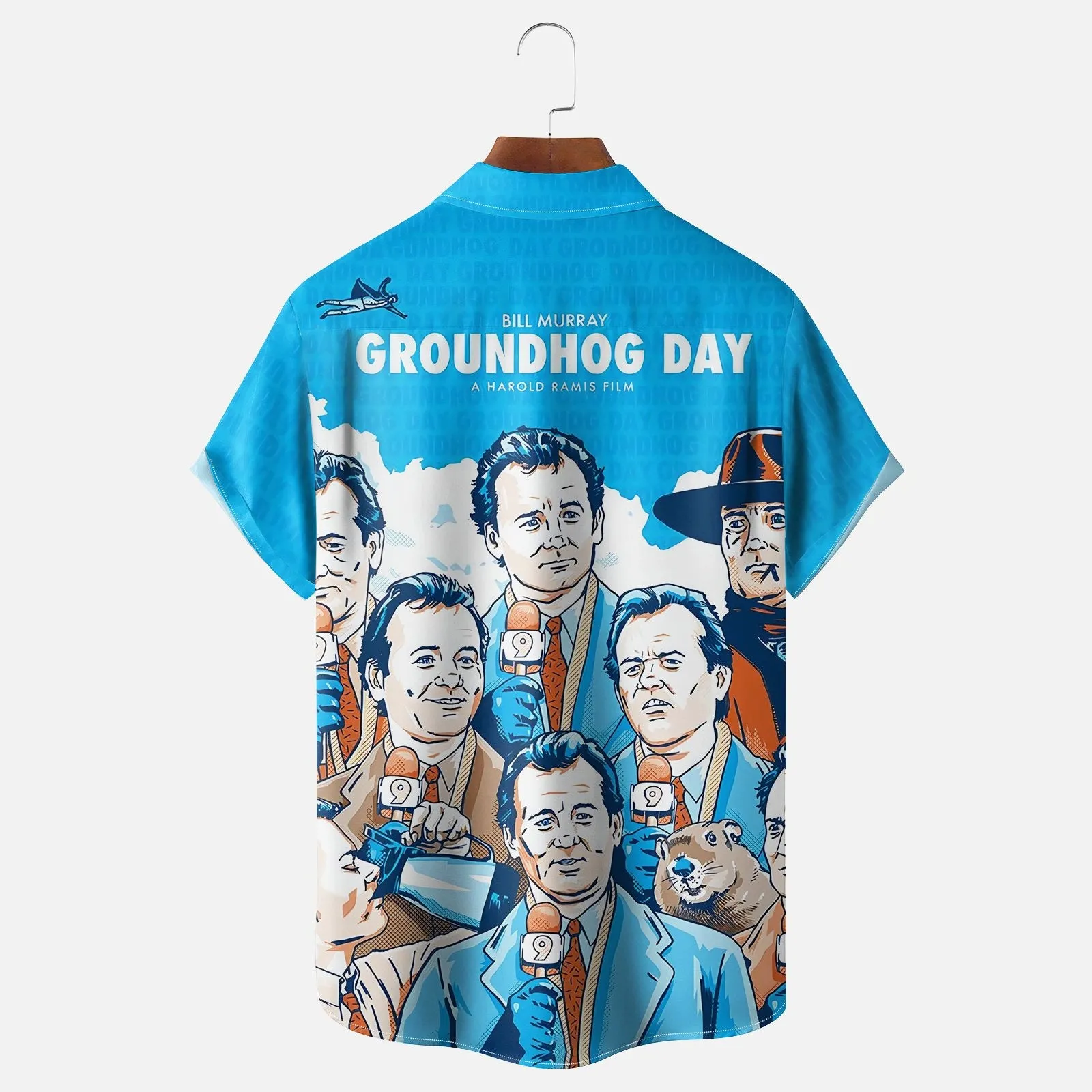 Groundhog Day Art Drawing Chest Pocket Hawaiian Shirt