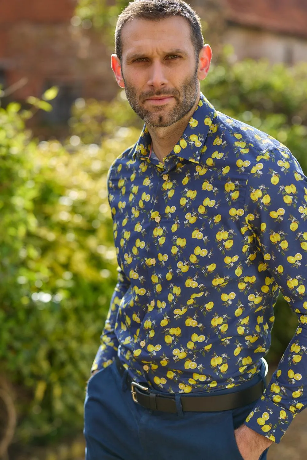 Gun Hill Cave Lemon print Shirt - Navy
