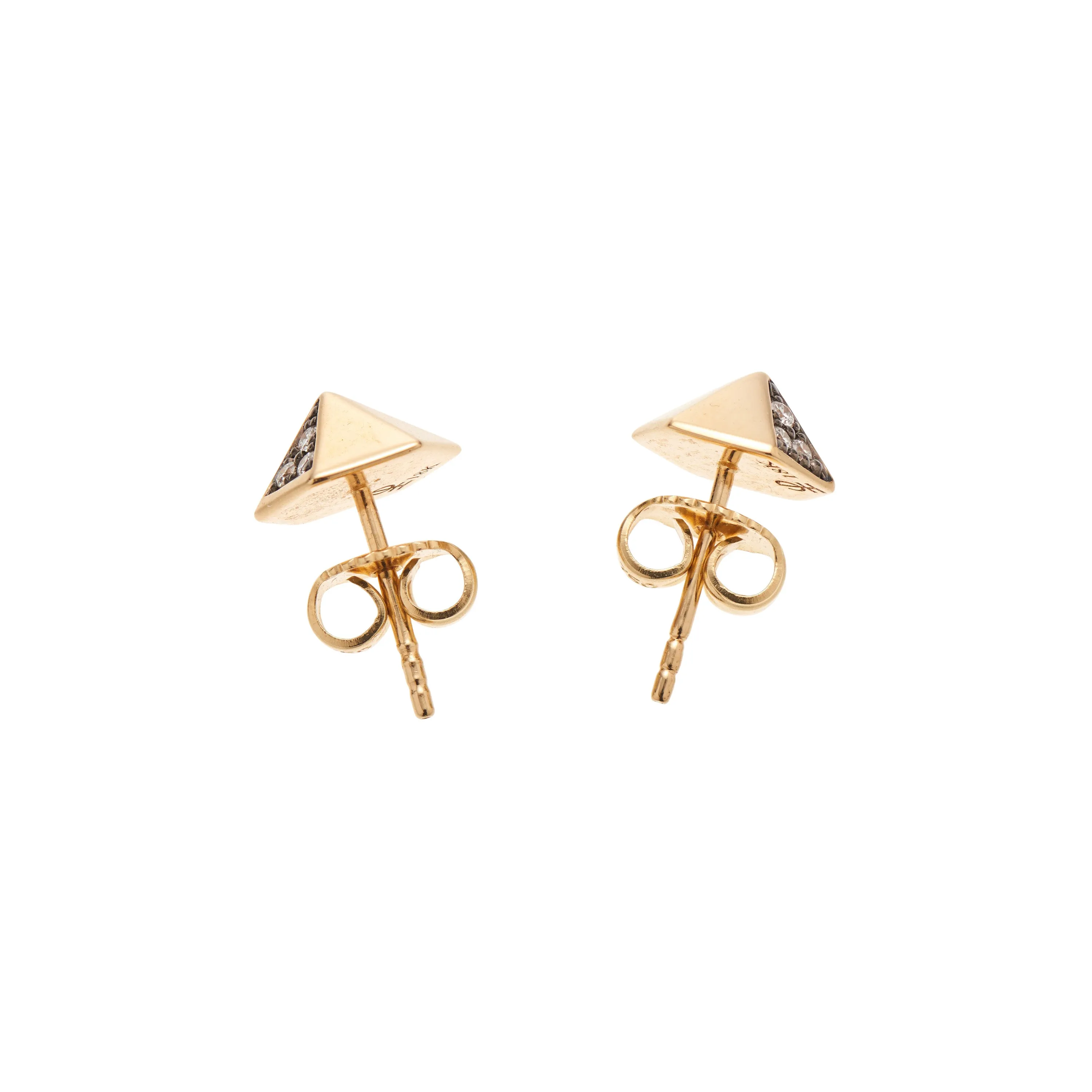 Harwell Godfrey 18k Diamond Blackened Pyramid Stud Earrings