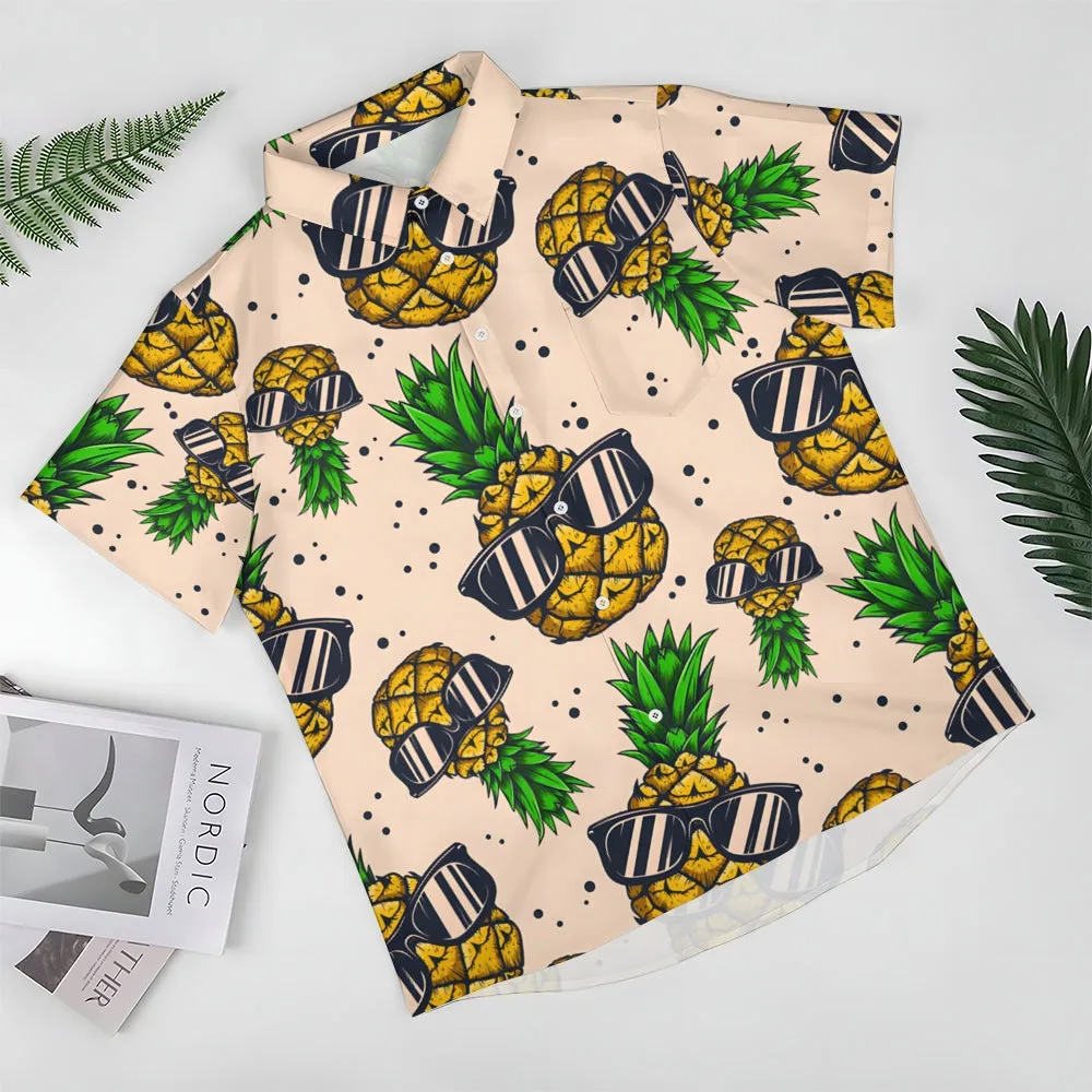 Hawaiian Sunglasses Pineapple Oversized Short Sleeve Shirt 2406001316