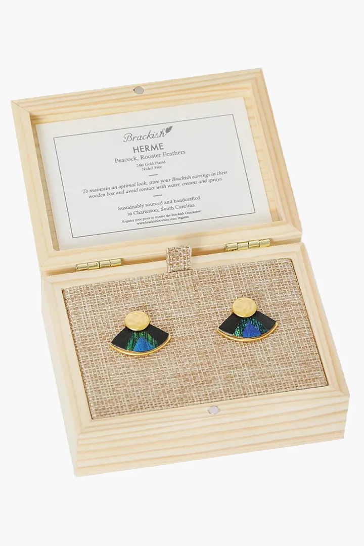 HERME FEATHER EARRINGS