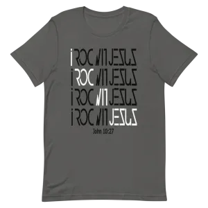 i ROC WIT JESUS Slanted Asphalt Gray Short-Sleeve Unisex T-Shirt