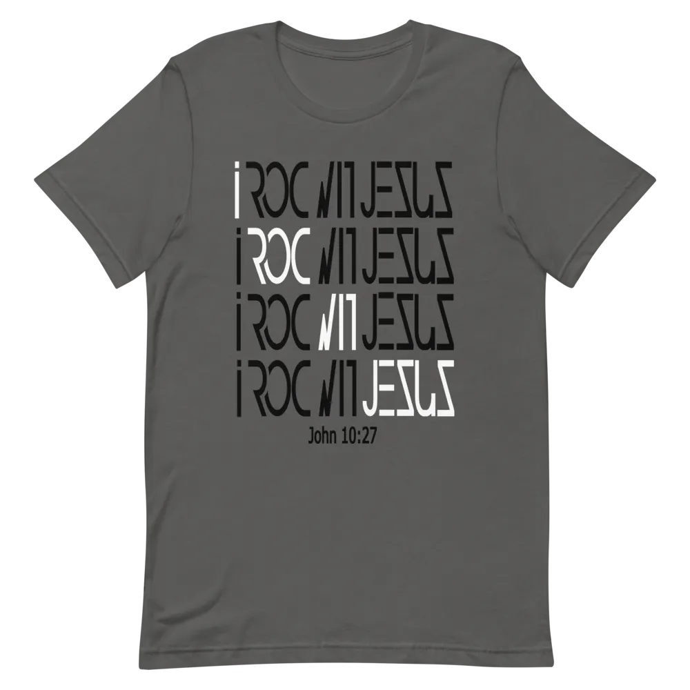 i ROC WIT JESUS Slanted Asphalt Gray Short-Sleeve Unisex T-Shirt
