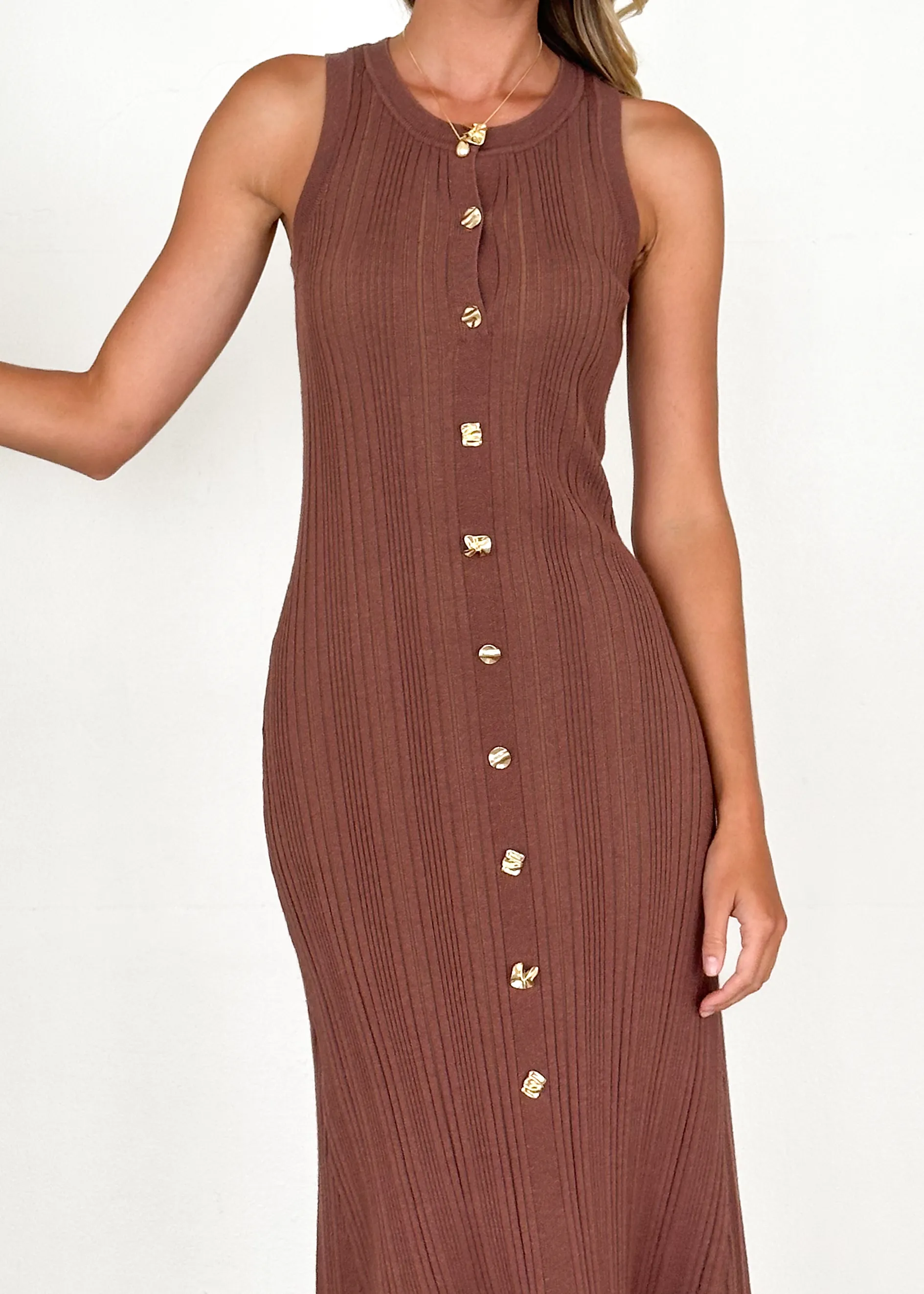 Imperial Knit Midi Dress - Chocolate