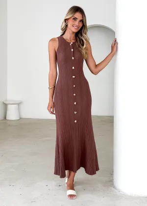 Imperial Knit Midi Dress - Chocolate