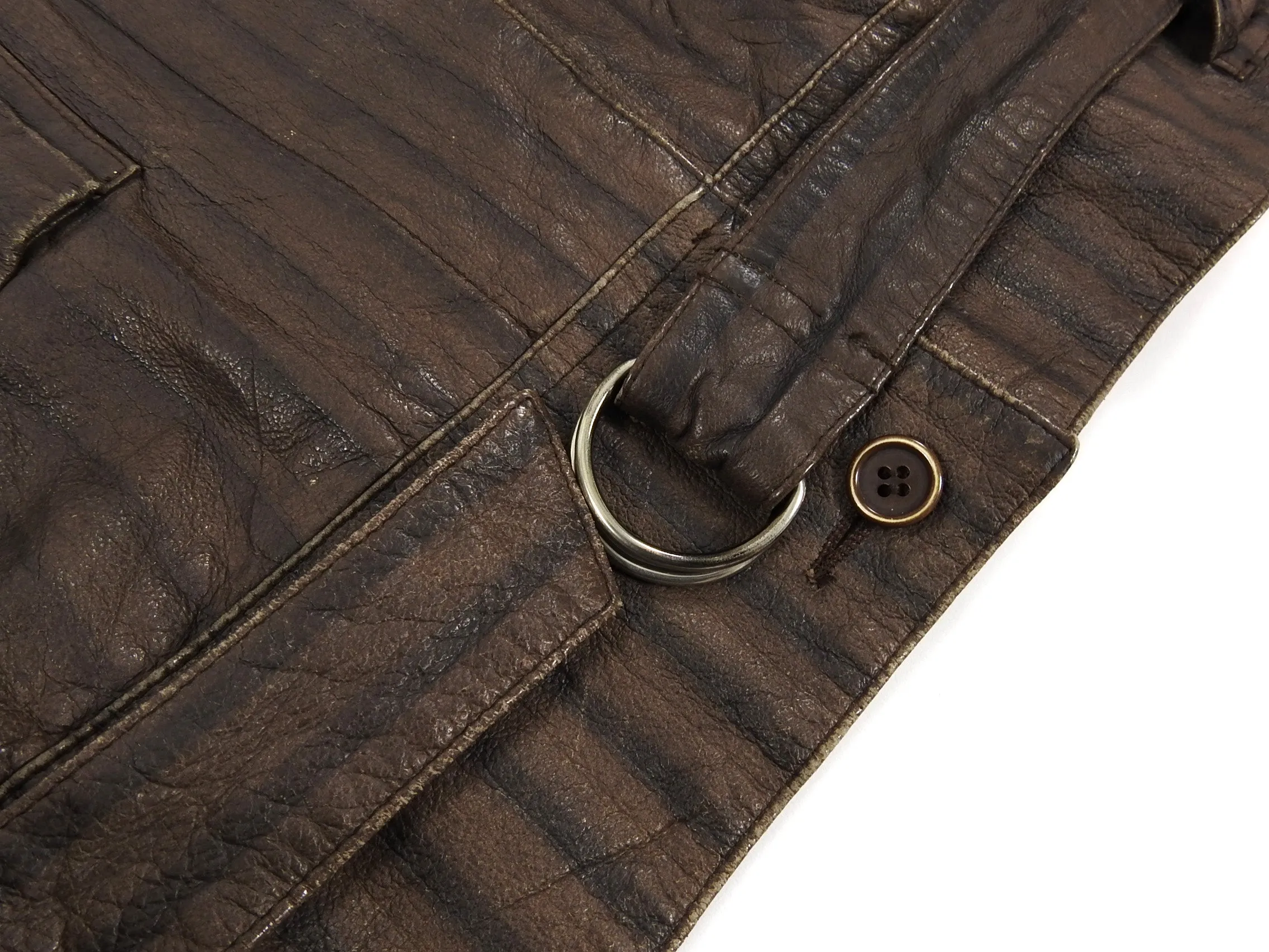Issey Miyake Striped Brown Cropped Moto Jacket - S