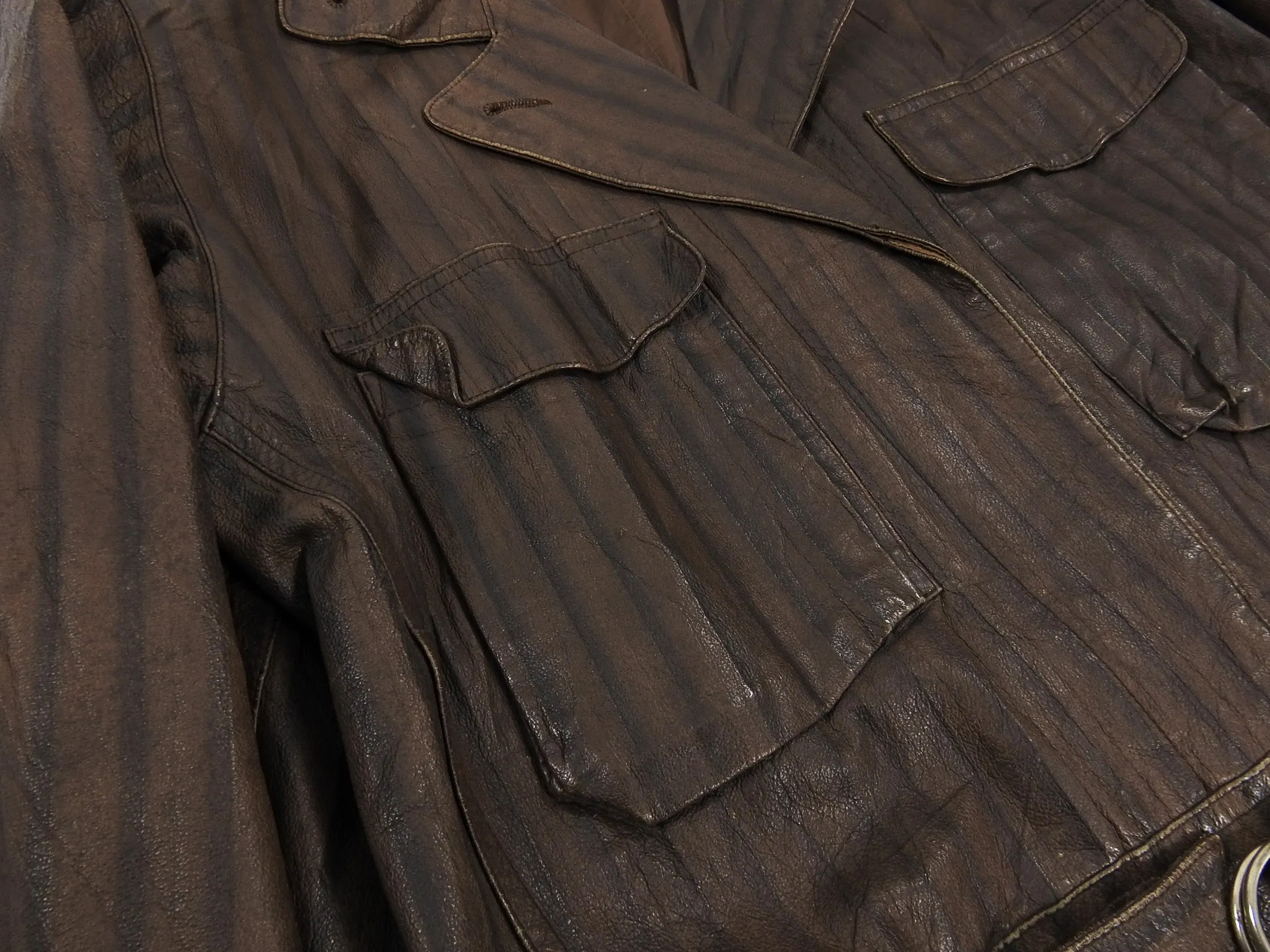 Issey Miyake Striped Brown Cropped Moto Jacket - S