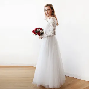 Ivory Tulle & Lace Maxi Dress #1125