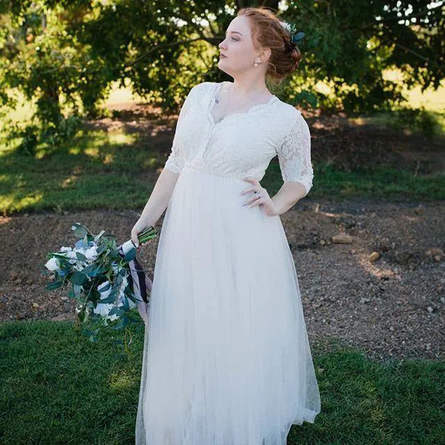 Ivory Tulle & Lace Maxi Dress #1125