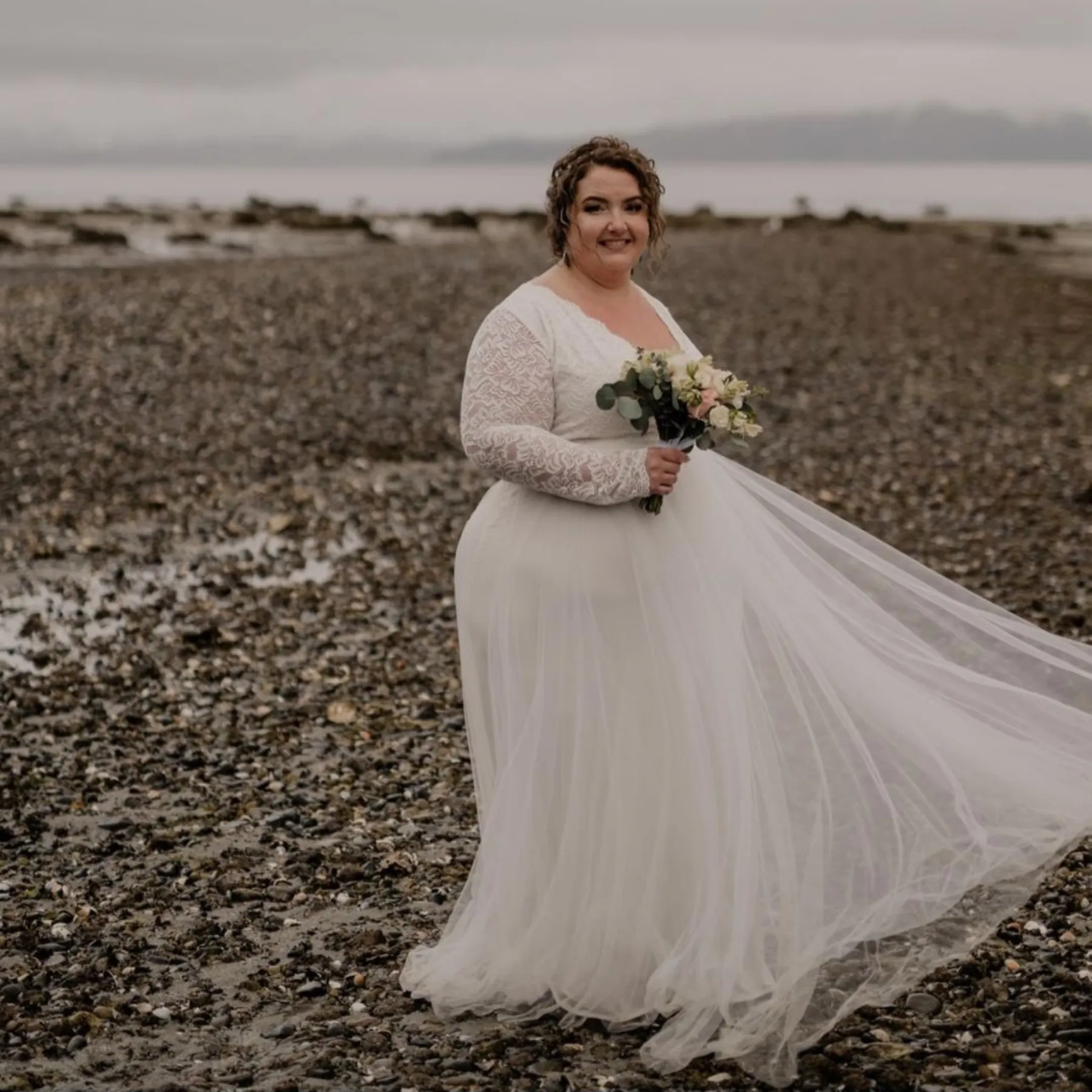 Ivory Tulle & Lace Maxi Dress #1125