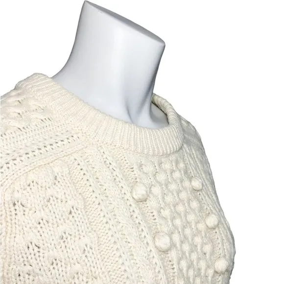 J. CREW Popcorn Cable Knit Pullover Fisherman Sweater
