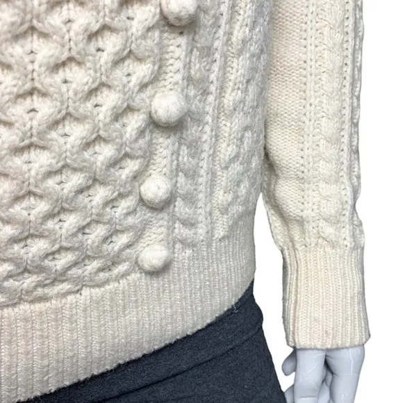 J. CREW Popcorn Cable Knit Pullover Fisherman Sweater