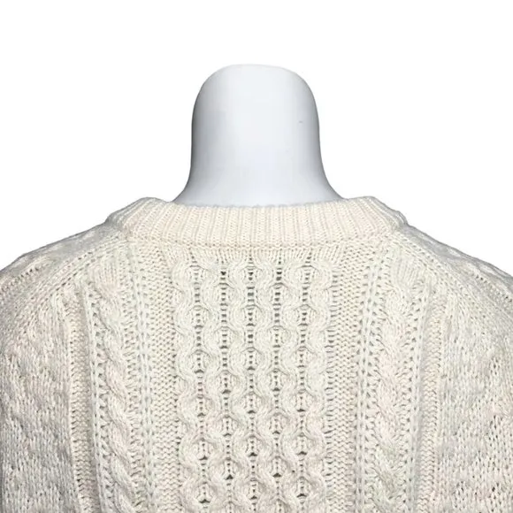 J. CREW Popcorn Cable Knit Pullover Fisherman Sweater