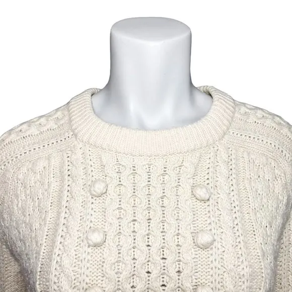 J. CREW Popcorn Cable Knit Pullover Fisherman Sweater