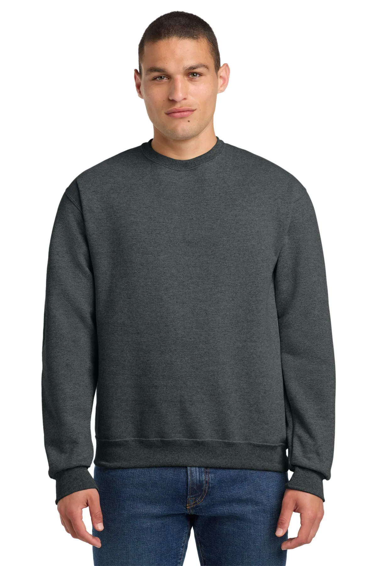 Jerzees Super Sweats NuBlend Crewneck Sweatshirt.  4662M Black Heather