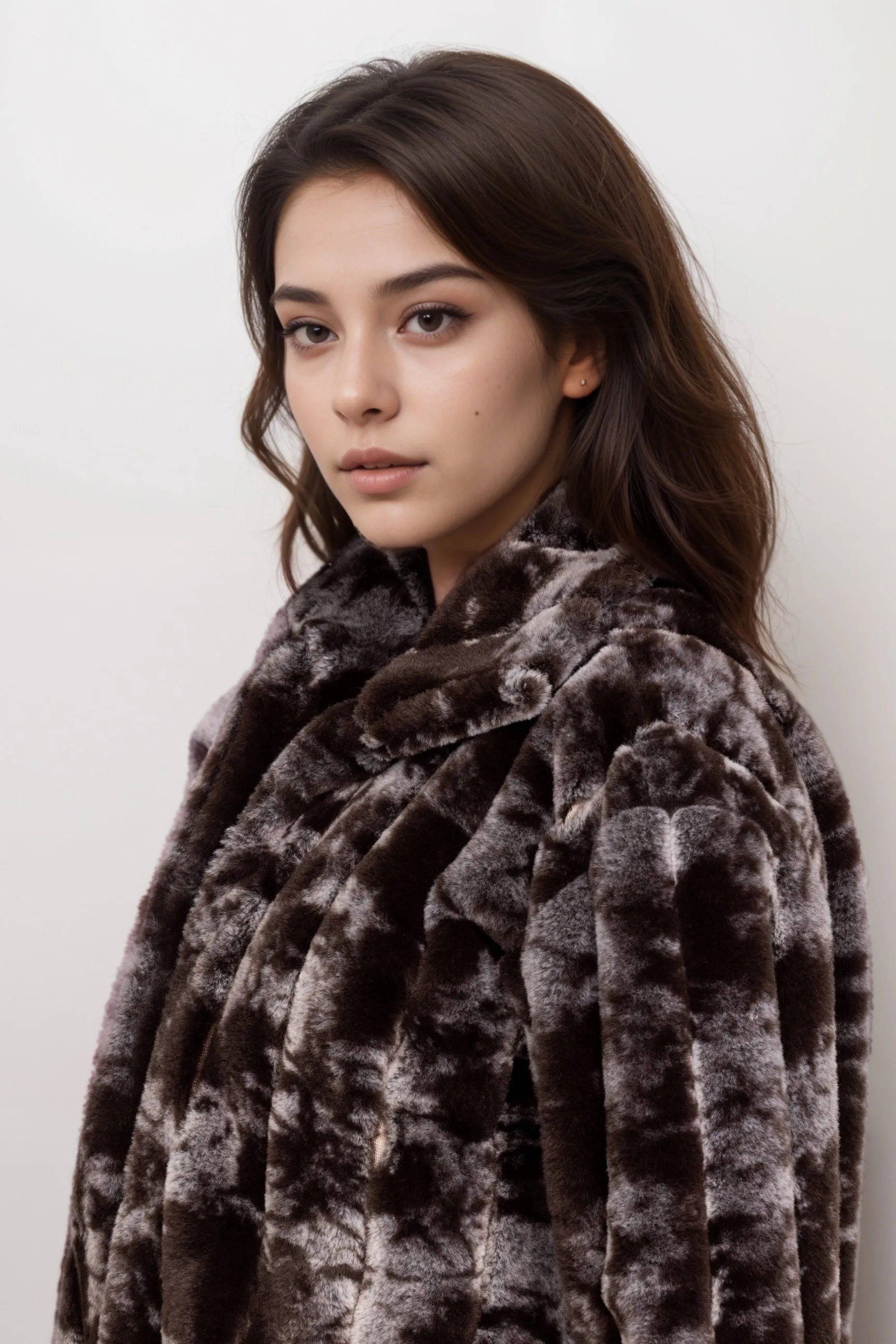 Johnny Was Workshop Brown Cropped Faux Fur Jacket W46624-9