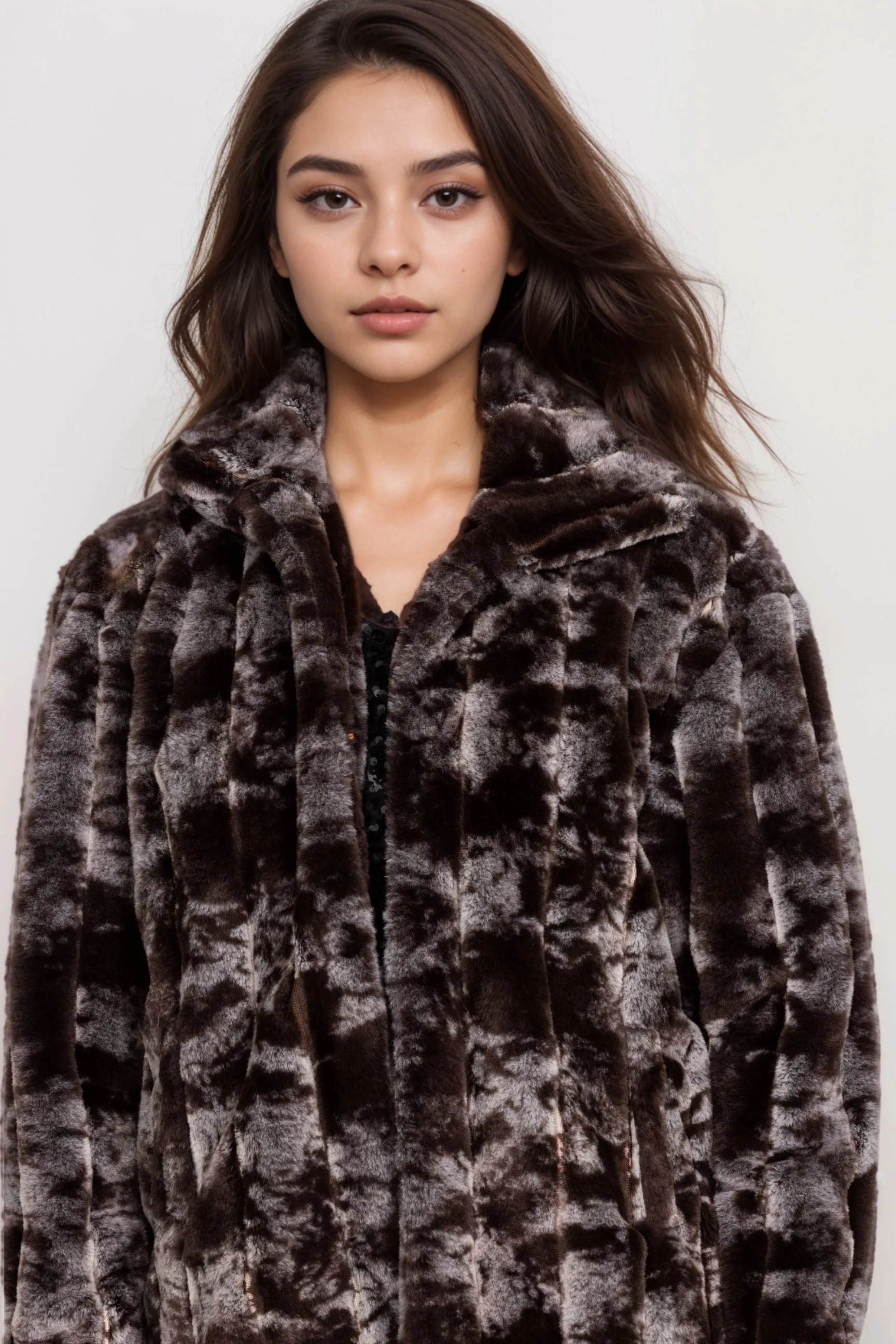 Johnny Was Workshop Brown Cropped Faux Fur Jacket W46624-9