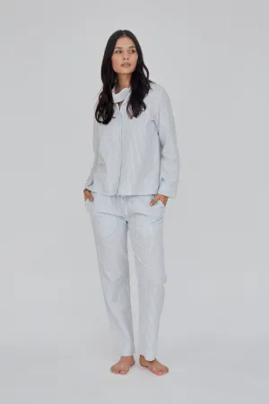 Juna PJ Shirt GOTS - Ashley Blue/Whisper White