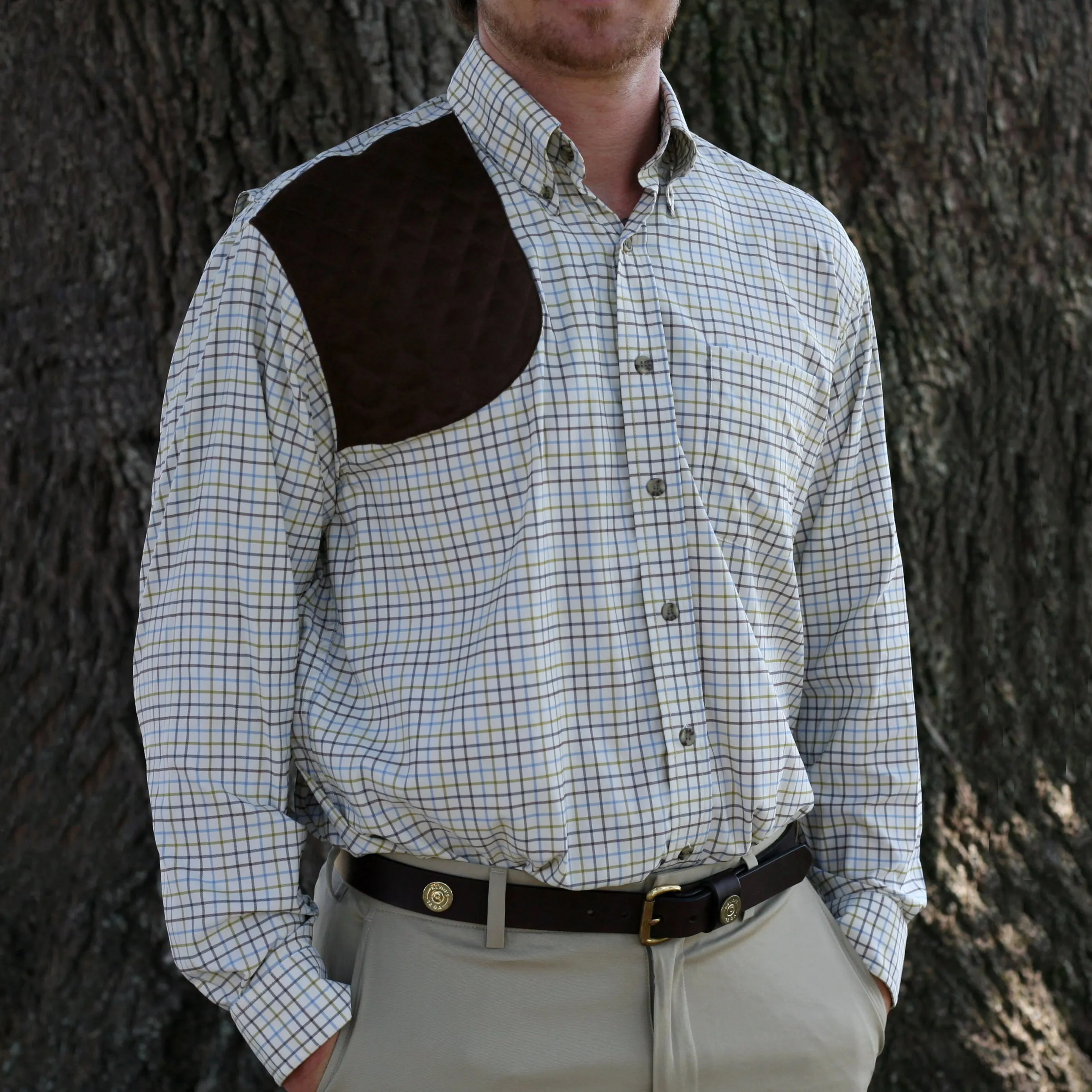 Kevin's Moss Green Tattersall Performance Right Hand Long Sleeve Shooting Shirt