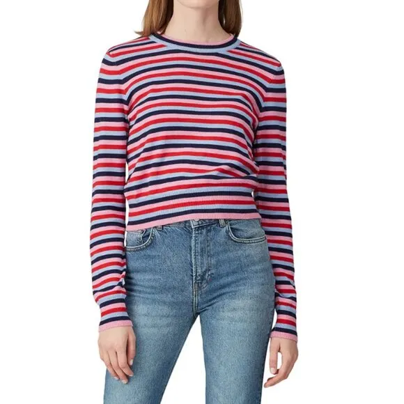 Large - SPIRITUAL GANGSTER - Stripe Crop Sweater Rent the Runway RTR $98 msrp