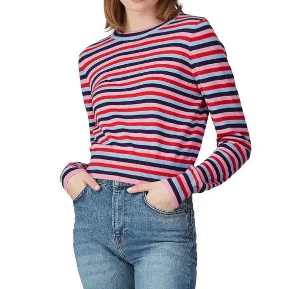 Large - SPIRITUAL GANGSTER - Stripe Crop Sweater Rent the Runway RTR $98 msrp
