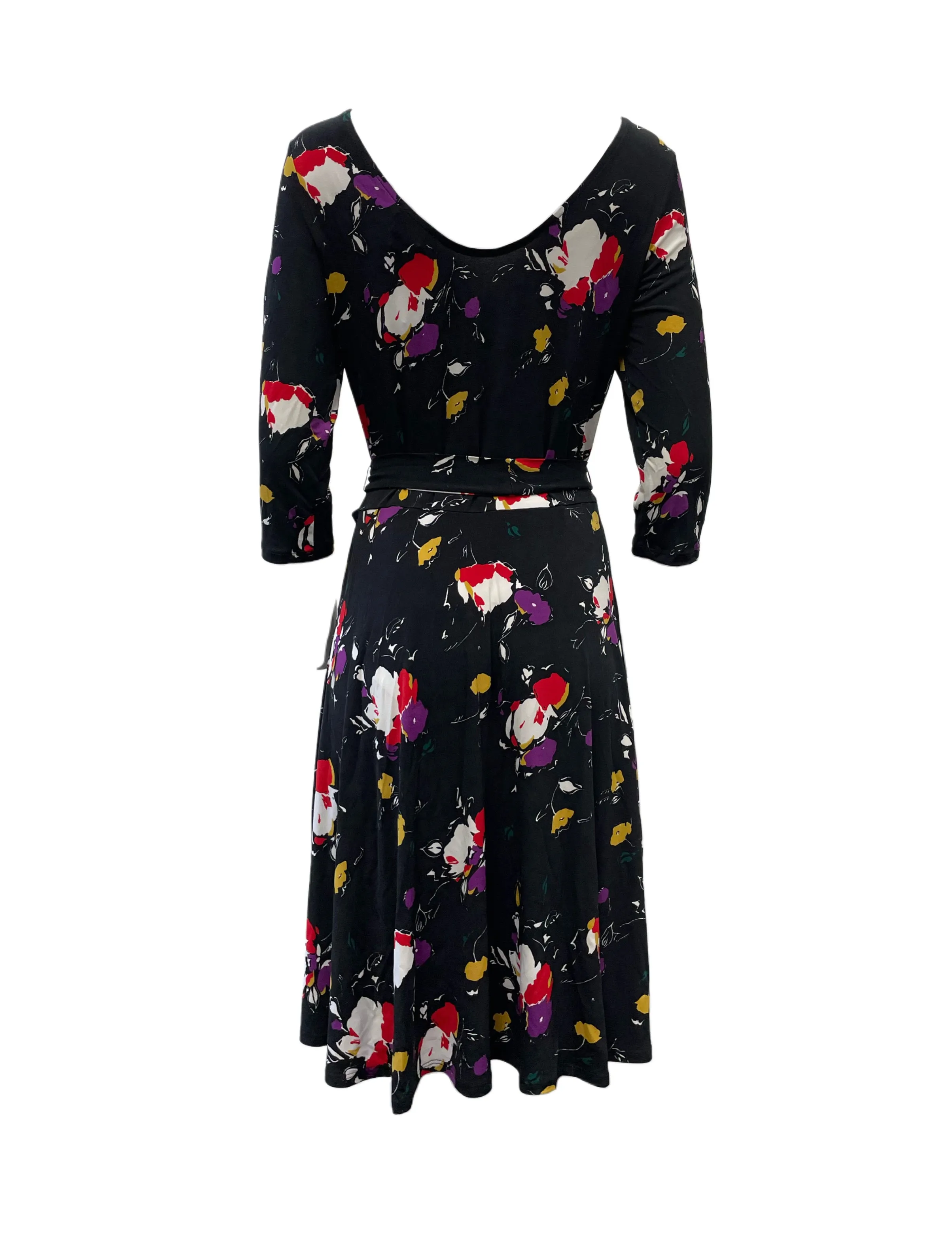 Leota Women's Black Ilana Brac Slv A-Line Midi Stretchy Dress #2417 Large NWT
