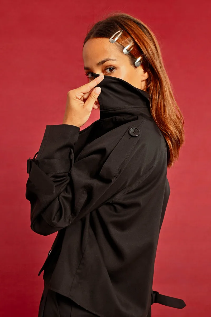 Lili Sidonio Black Cropped Trench