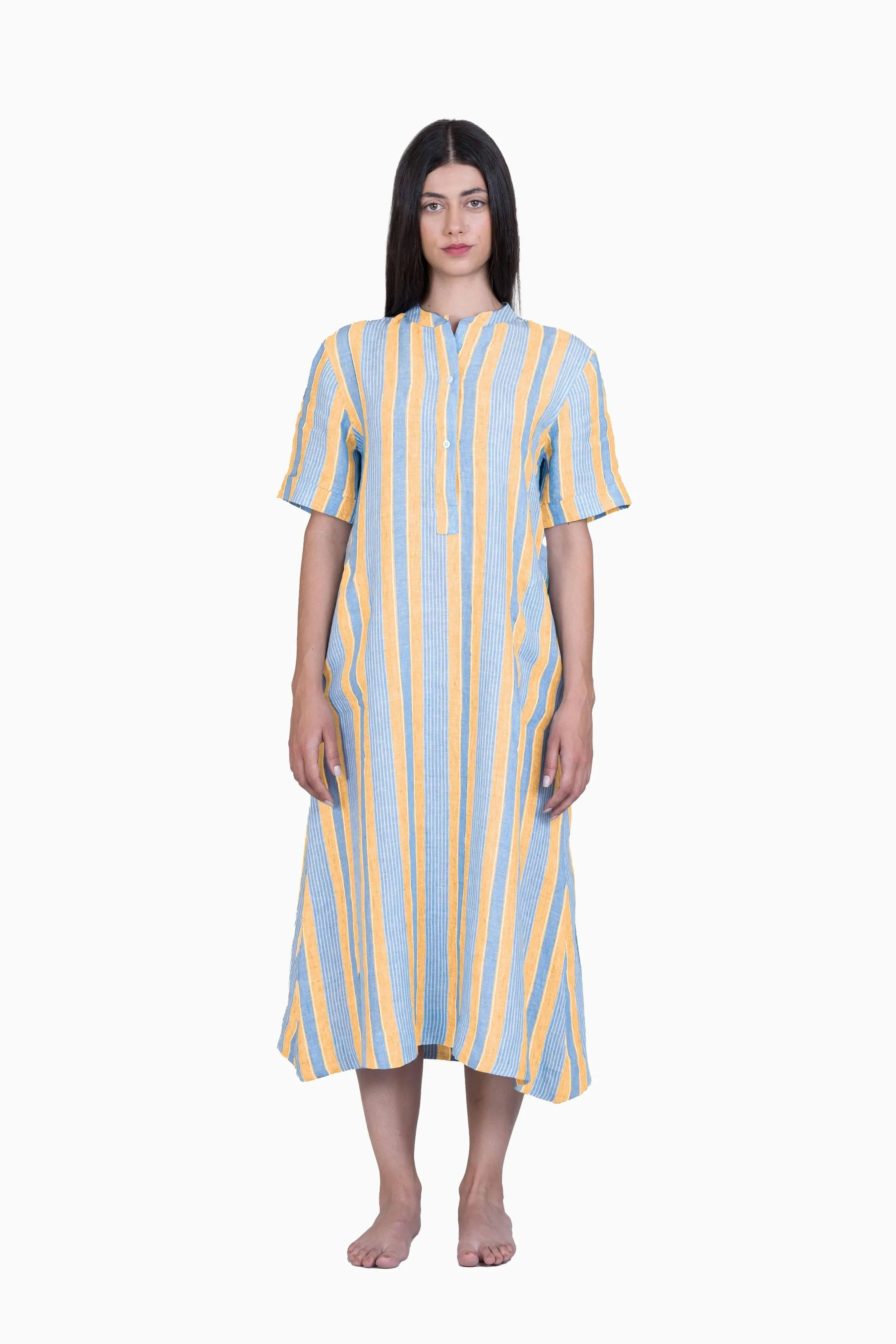Linen Cindy Dress- Vern Yellow