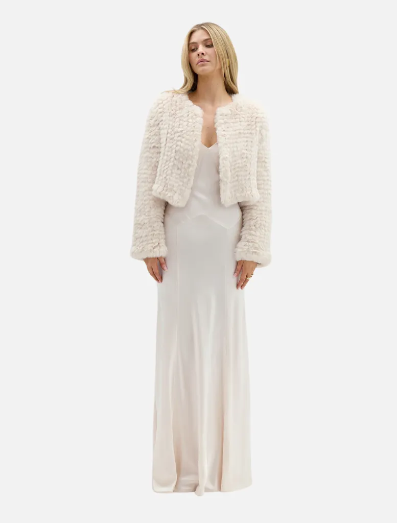 Lola Faux Crop Jacket - Oatmeal
