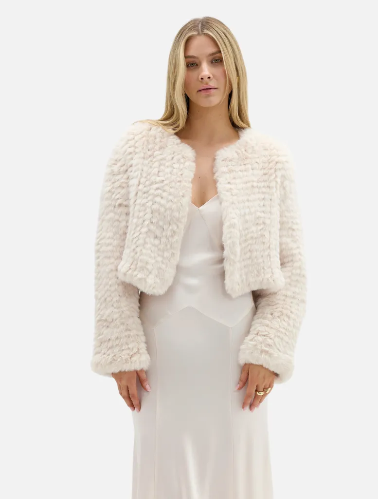 Lola Faux Crop Jacket - Oatmeal