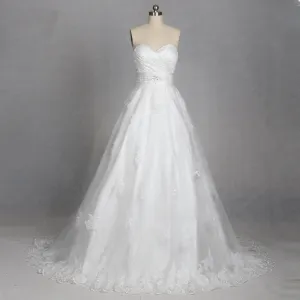 Long Wedding Dress, Sweet Heart Wedding Dress, Lace Bridal Dress, Applique Wedding Dress, Simple Design Wedding Dress, Backless Wedding Dress, LB0324
