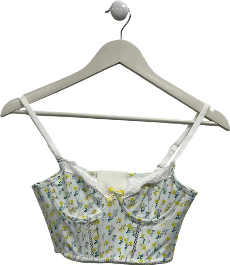 Lounge Underwear White Floral Print Cropped Cami UK 32A