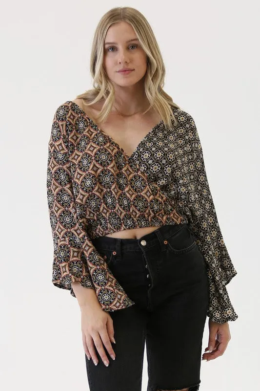 MACIE MIXED PRINT TOP