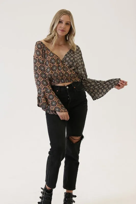 MACIE MIXED PRINT TOP