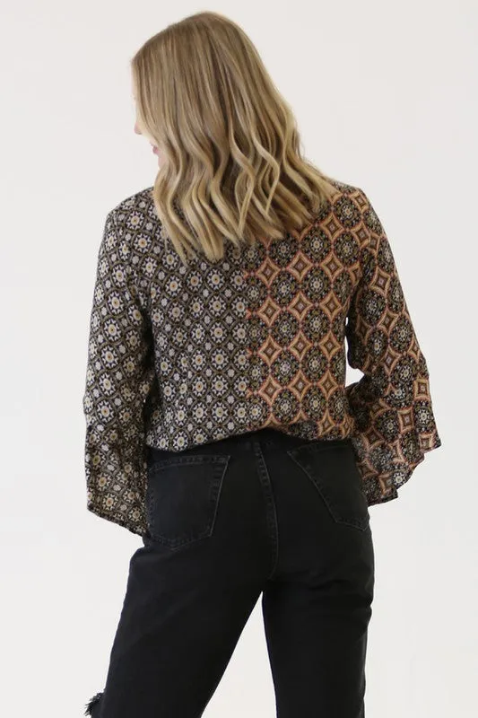 MACIE MIXED PRINT TOP