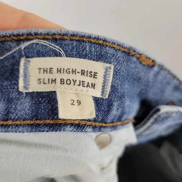 MADEWELL The High-Rise Slim Boyjean Raebrook wash distressed cropped denim jeans